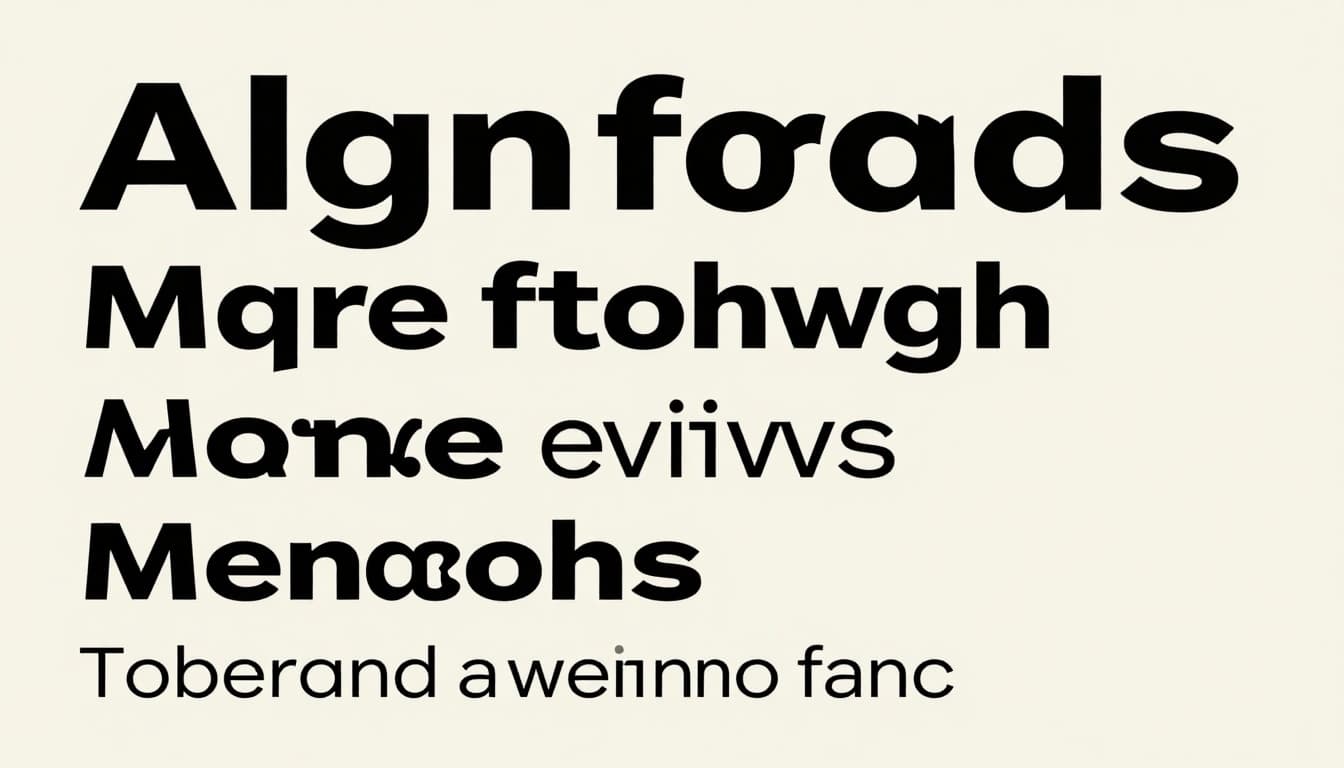 Modern illustration showing proper font hierarchy on a webpage with large display headline, medium sans-serif subhead, and small serif body text, demonstrating ideal scaling and clean layout.